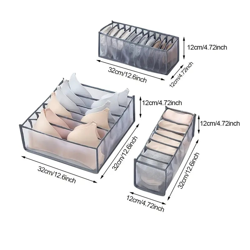 3pcs Socks Underwear Organizer Divider Set Foldable Closet Storage Box