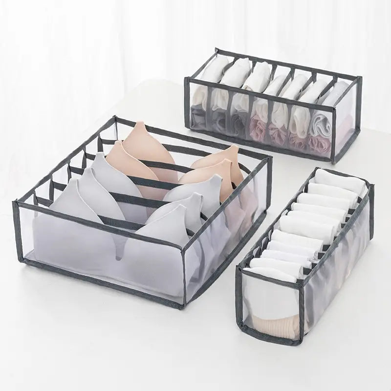 3pcs Socks Underwear Organizer Divider Set Foldable Closet Storage Box