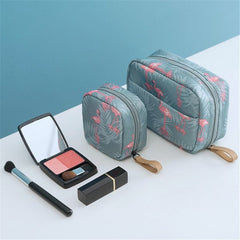 Portable Flamingo Cactus Stripes Pattern Bag Makeup Square Bag