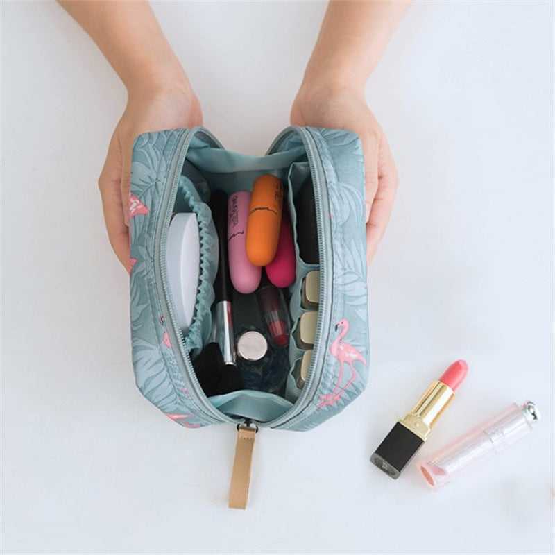 Portable Flamingo Cactus Stripes Pattern Bag Makeup Square Bag
