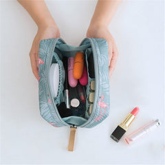 Portable Flamingo Cactus Stripes Pattern Bag Makeup Square Bag