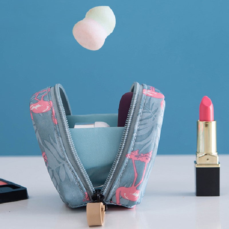 Portable Flamingo Cactus Stripes Pattern Bag Makeup Square Bag
