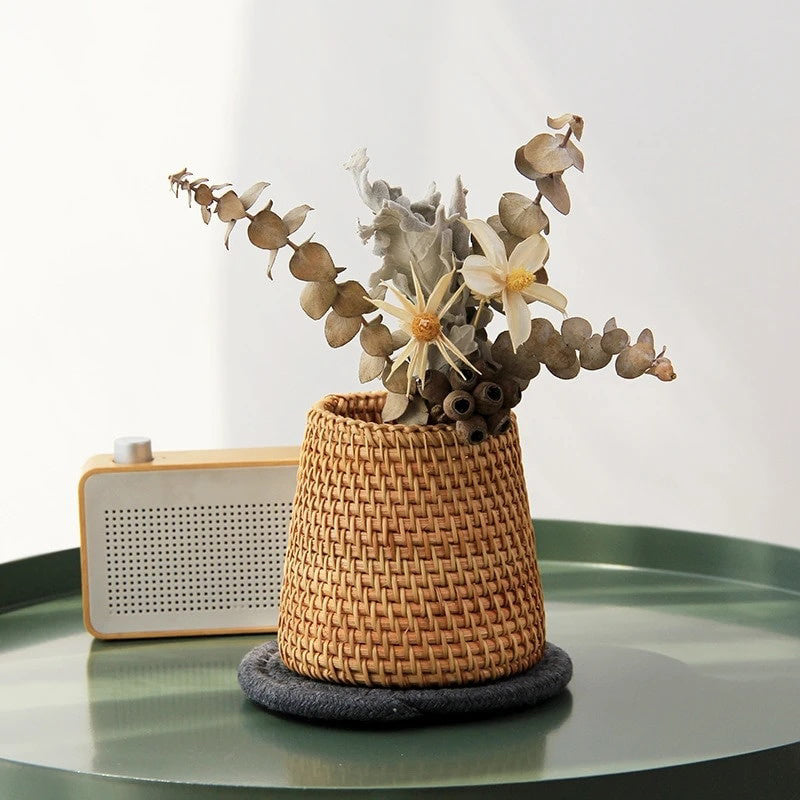 Rattan Makeup Brush Pen Holder Household Stationery Storage