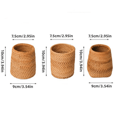 Rattan Makeup Brush Pen Holder Household Stationery Storage
