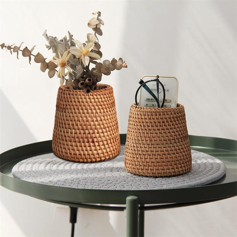 Rattan Makeup Brush Pen Holder Household Stationery Storage