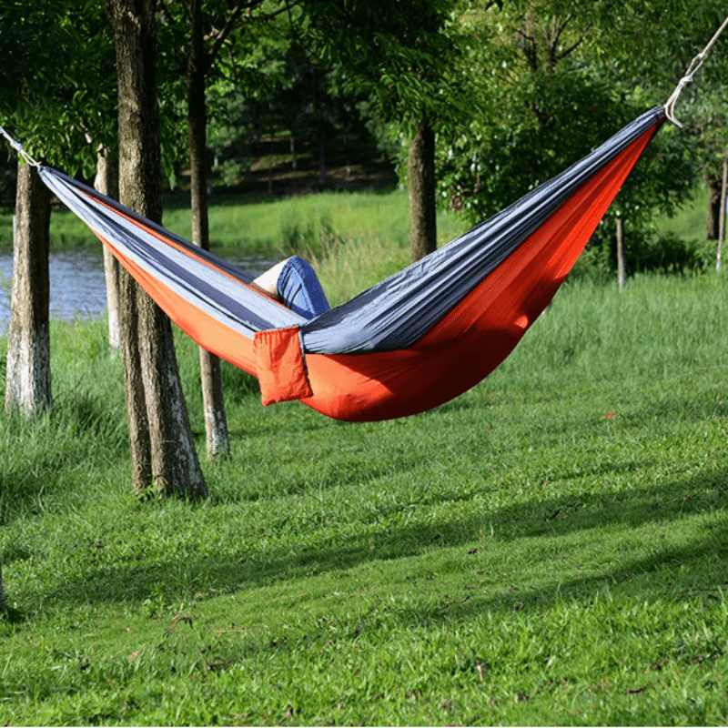 Lightweight Double Nylon Camping Hammock with Hanging Straps