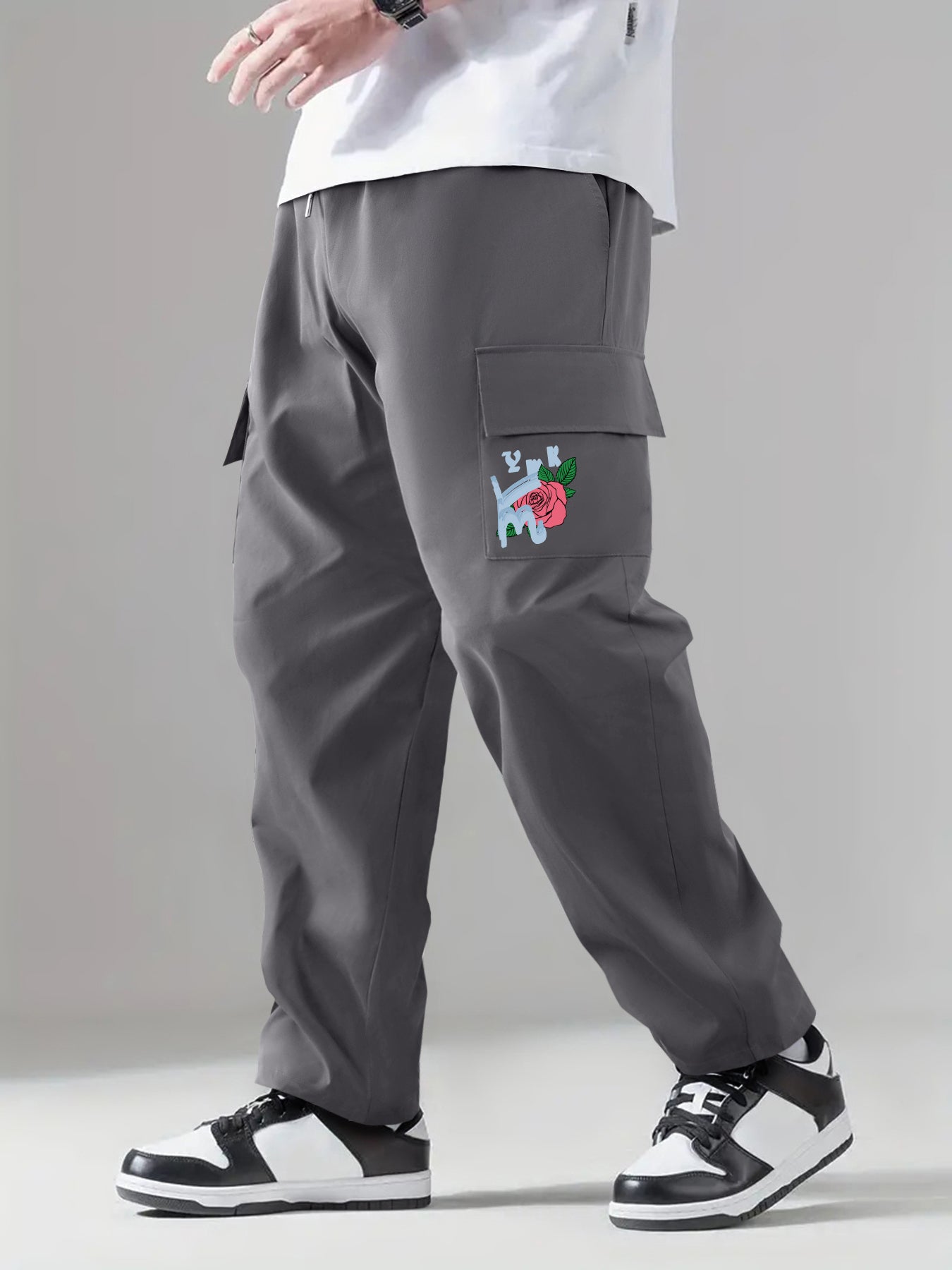 Classic Cargo Pants Men's Drawstring Loose Straight Leg