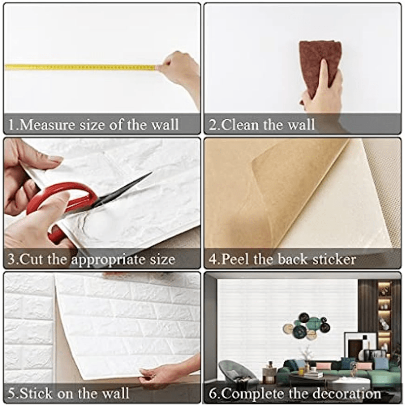 10pcs 3D Wall Stickers Self Adhesive Waterproof for Living Room Bathroom Kitchen