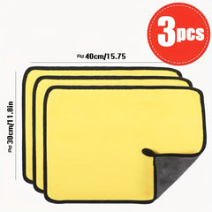 3pcs Car Towel Thickened Absorbent Coral Fleece Double sided Car Wash Towel