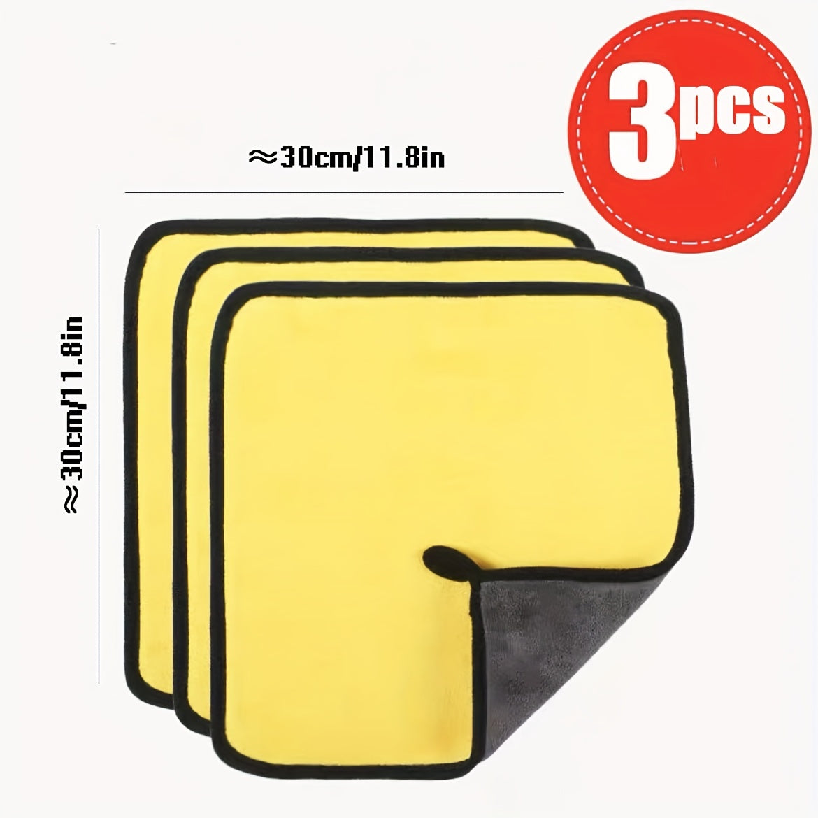 3pcs Car Towel Thickened Absorbent Coral Fleece Double sided Car Wash Towel