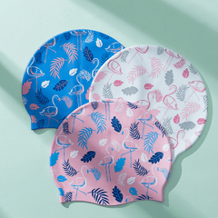 Printed Silicone Waterproof Swimming Cap for Adults