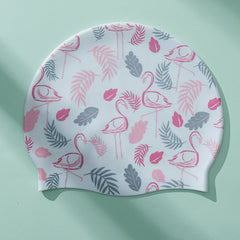 Printed Silicone Waterproof Swimming Cap for Adults