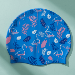 Printed Silicone Waterproof Swimming Cap for Adults