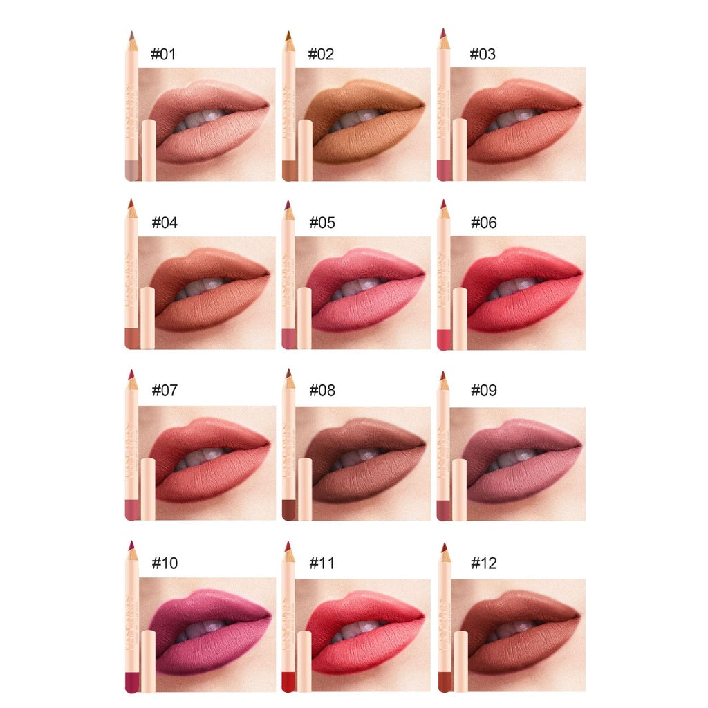 12 Pcs Lipstick Pencil Long Lasting Matte Lip Liner Pen Set