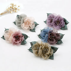 Vintage Fabric Flower Barrette Hair Clip for Women