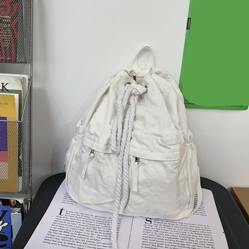Casual Solid Backpack Drawstring Minimalist Sports Rucksack