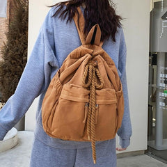 Casual Solid Backpack Drawstring Minimalist Sports Rucksack