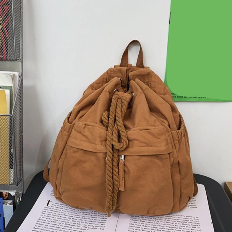 Casual Solid Backpack Drawstring Minimalist Sports Rucksack