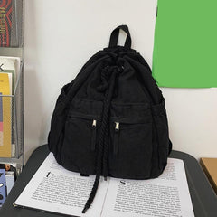 Casual Solid Backpack Drawstring Minimalist Sports Rucksack