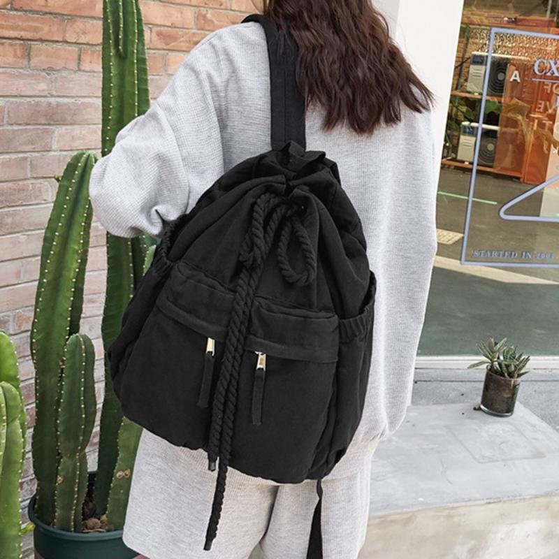 Casual Solid Backpack Drawstring Minimalist Sports Rucksack