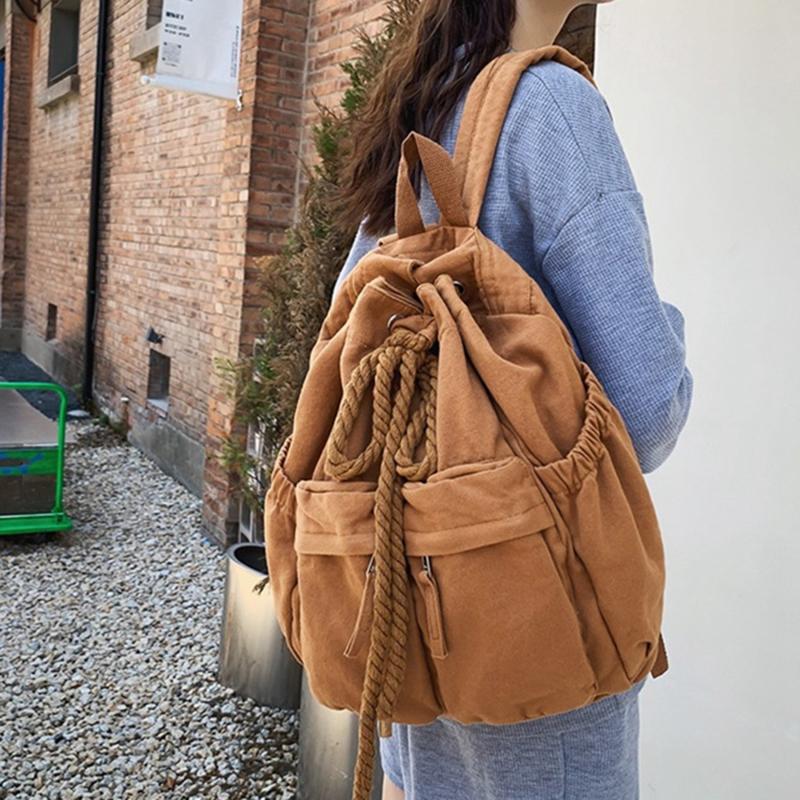 Casual Solid Backpack Drawstring Minimalist Sports Rucksack