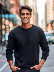 Men's Solid Cotton Long Sleeve Tee for Outdoor