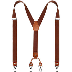 Men's Retro PU Leather Suspenders 4 Clips Y-shaped Back Braces