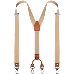 Men's Retro PU Leather Suspenders 4 Clips Y-shaped Back Braces