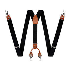Men's Retro PU Leather Suspenders 4 Clips Y-shaped Back Braces