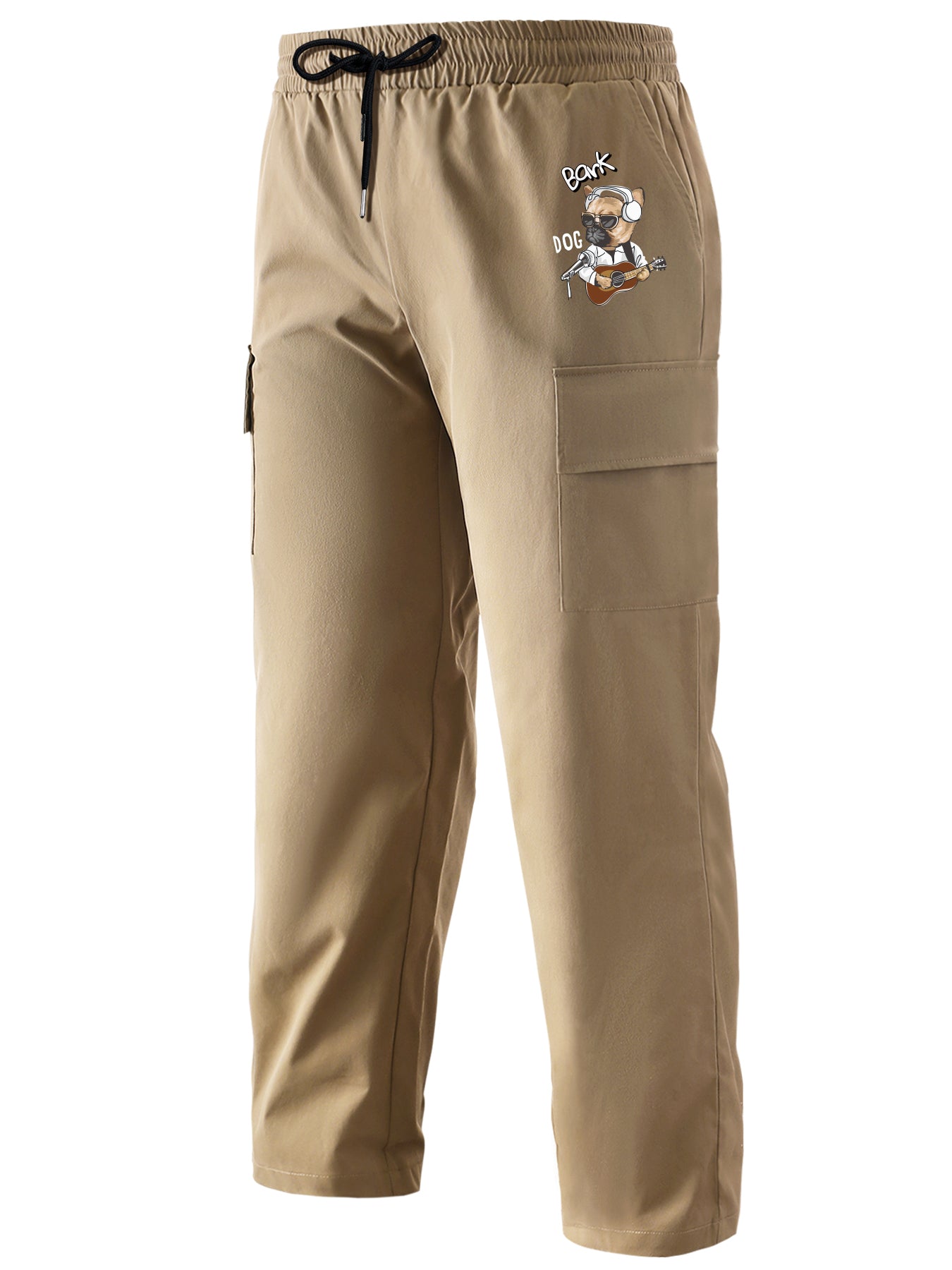 Flap Pockets Cargo Pants Men's Casual Drawstring Cargo Pants