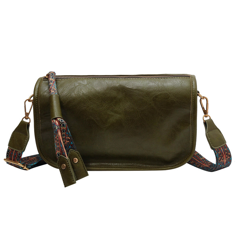 Vintage Solid Shoulder Bag Zipper Crossbody Purse