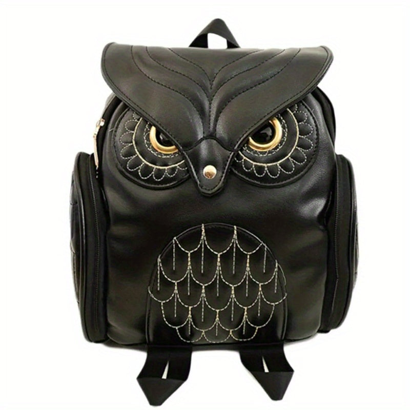 Owl Shape Personality Backpack PU Leather Men Women Travel Backpack
