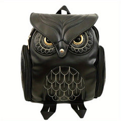 Owl Shape Personality Backpack PU Leather Men Women Travel Backpack