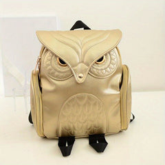 Owl Shape Personality Backpack PU Leather Men Women Travel Backpack