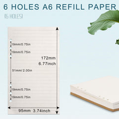 A6 Refills Lined Paper 45 Sheets 90 Pages 6 Hole Punched for 6 Ring Binders