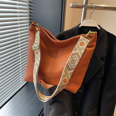 Large Capacity Textured PU Leather Tote Bag Shoulder Bag