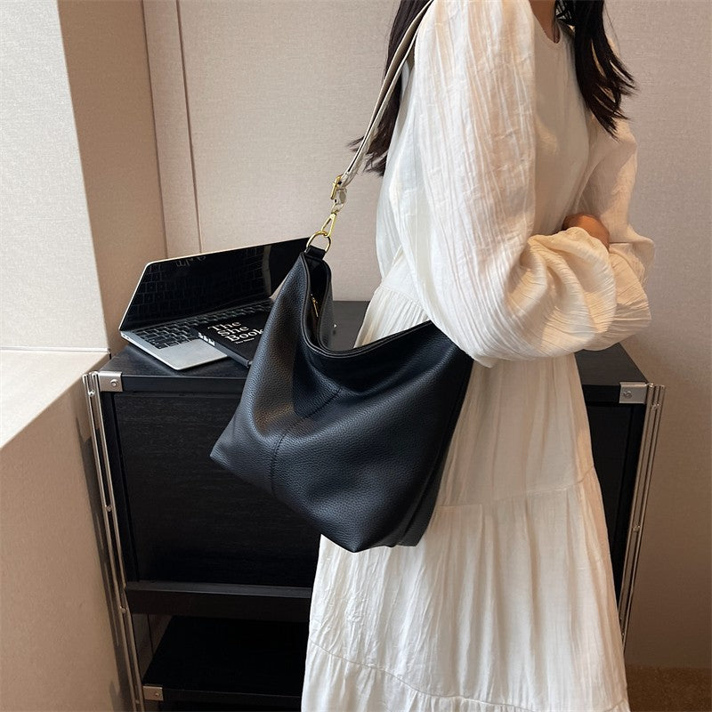Large Capacity Textured PU Leather Tote Bag Shoulder Bag