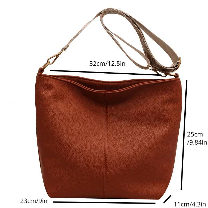 Large Capacity Textured PU Leather Tote Bag Shoulder Bag