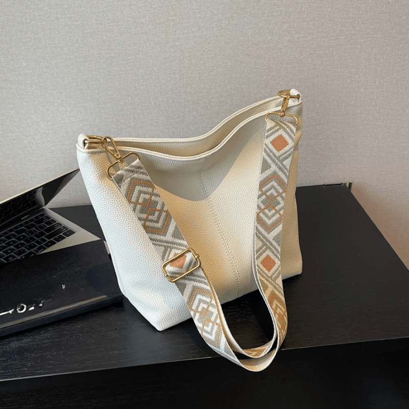 Large Capacity Textured PU Leather Tote Bag Shoulder Bag