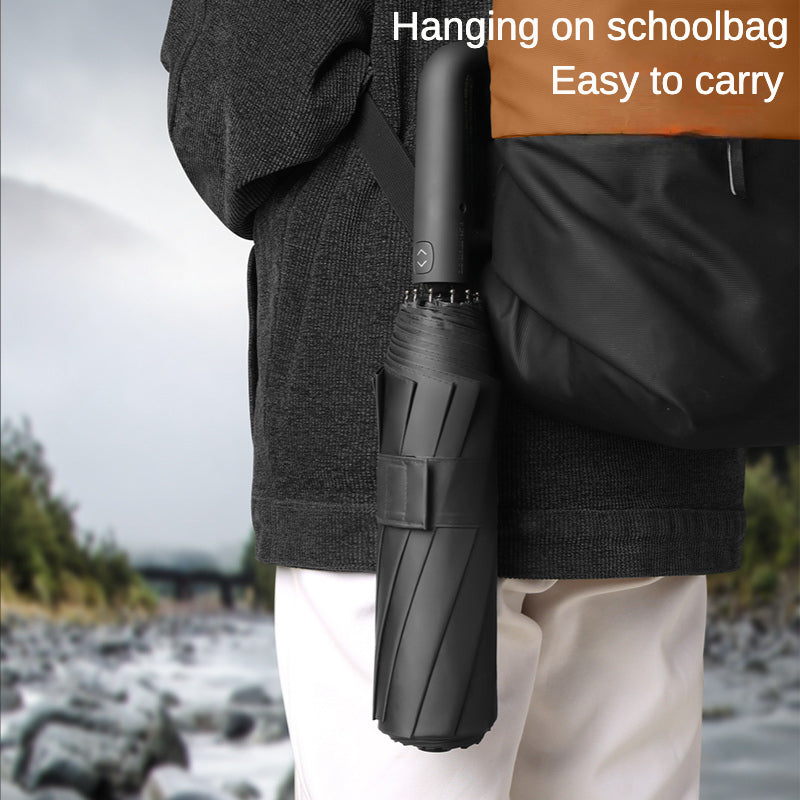 Automatic Folding Windproof Waterproof Umbrella with Reinforced Ribs