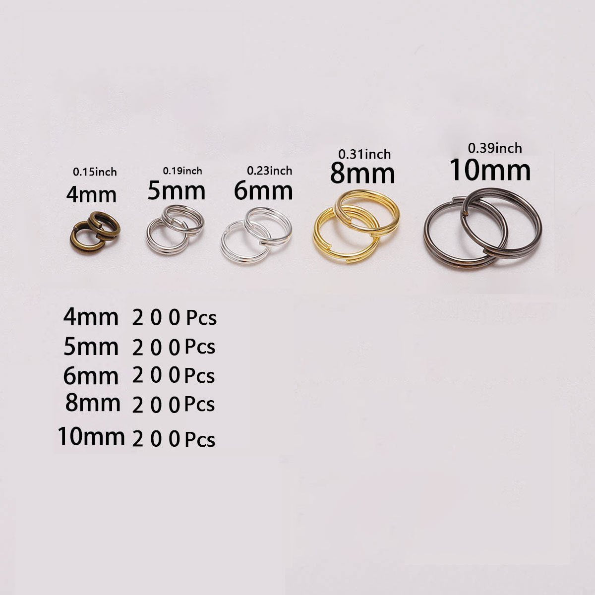 200pcs 4 10mm Jump Rings Split Rings for DIY Jewelry Making