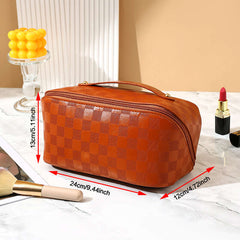 Plaid Pattern Makeup Bag Travel Toiletry Wash Bag
