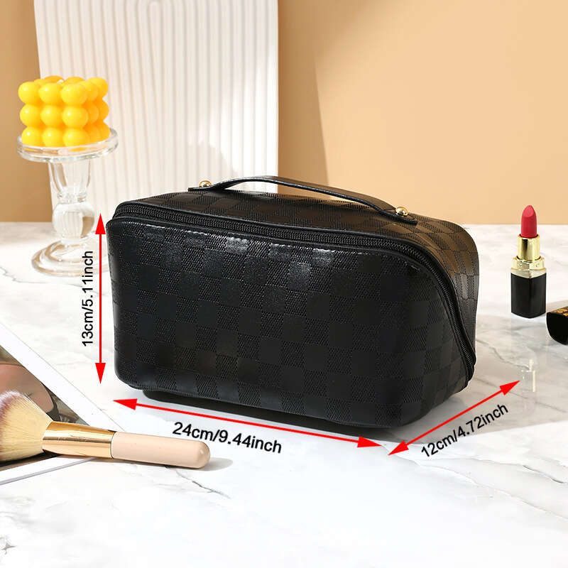 Plaid Pattern Makeup Bag Travel Toiletry Wash Bag
