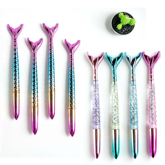 4 Mermaid Ball Pen Set Quicksand Fish Tail Rollerball Stationery Ink Pen