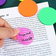Morandi Round Transparent Sticky Notes Waterproof Bookmarks Page Flags