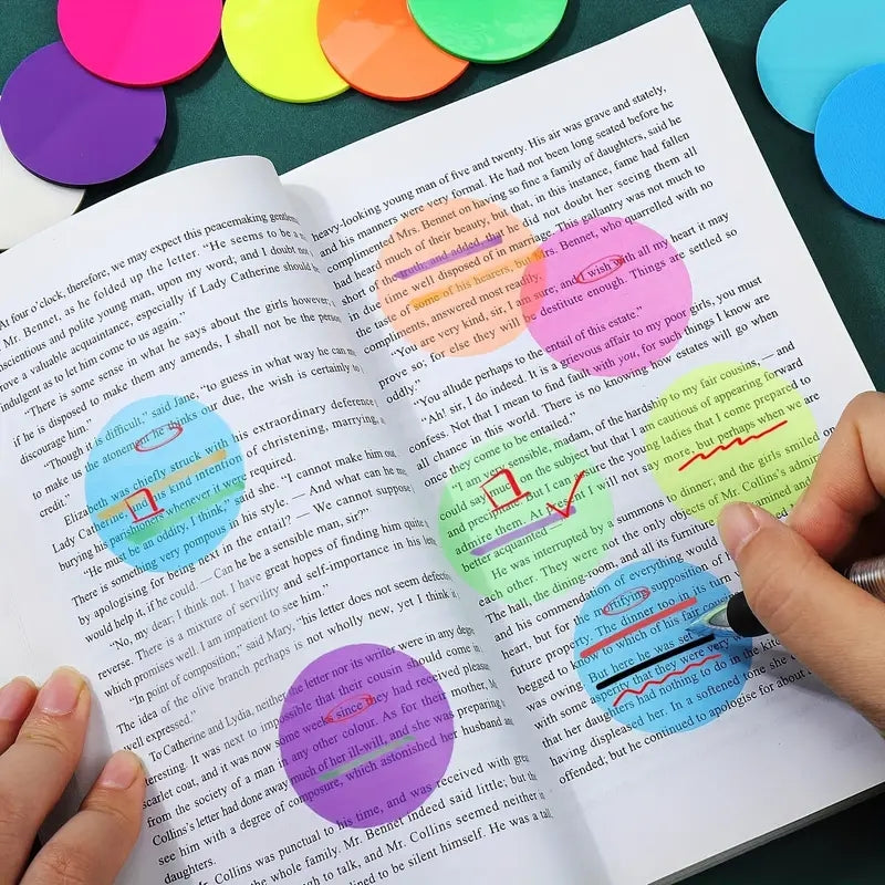 Morandi Round Transparent Sticky Notes Waterproof Bookmarks Page Flags