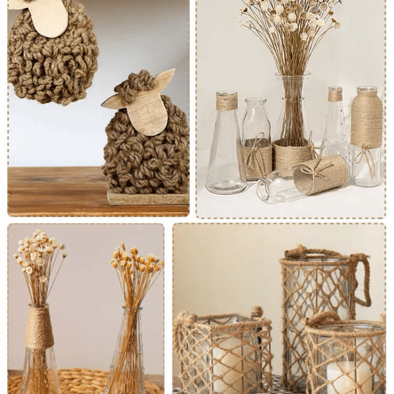 Natural Jute Rope String Ribbon Crafts for Rustic Home Decor