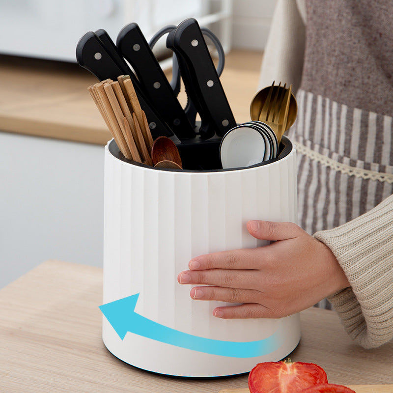 360 Degree Rotating Kitchen Storage Rack with Fork Holder