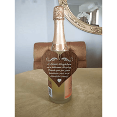 Wooden Heart Hanging Plaque Good Neighbor Welcome Blessing Gift