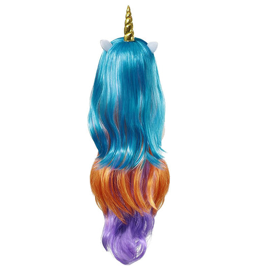 Unicorn Colored Wig Rainbow Wave Ponytail Wig Horse Mane